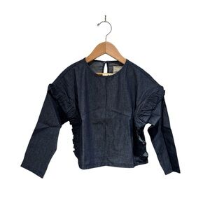 Tencel Denim Kids Ruffle Blouse - size 6